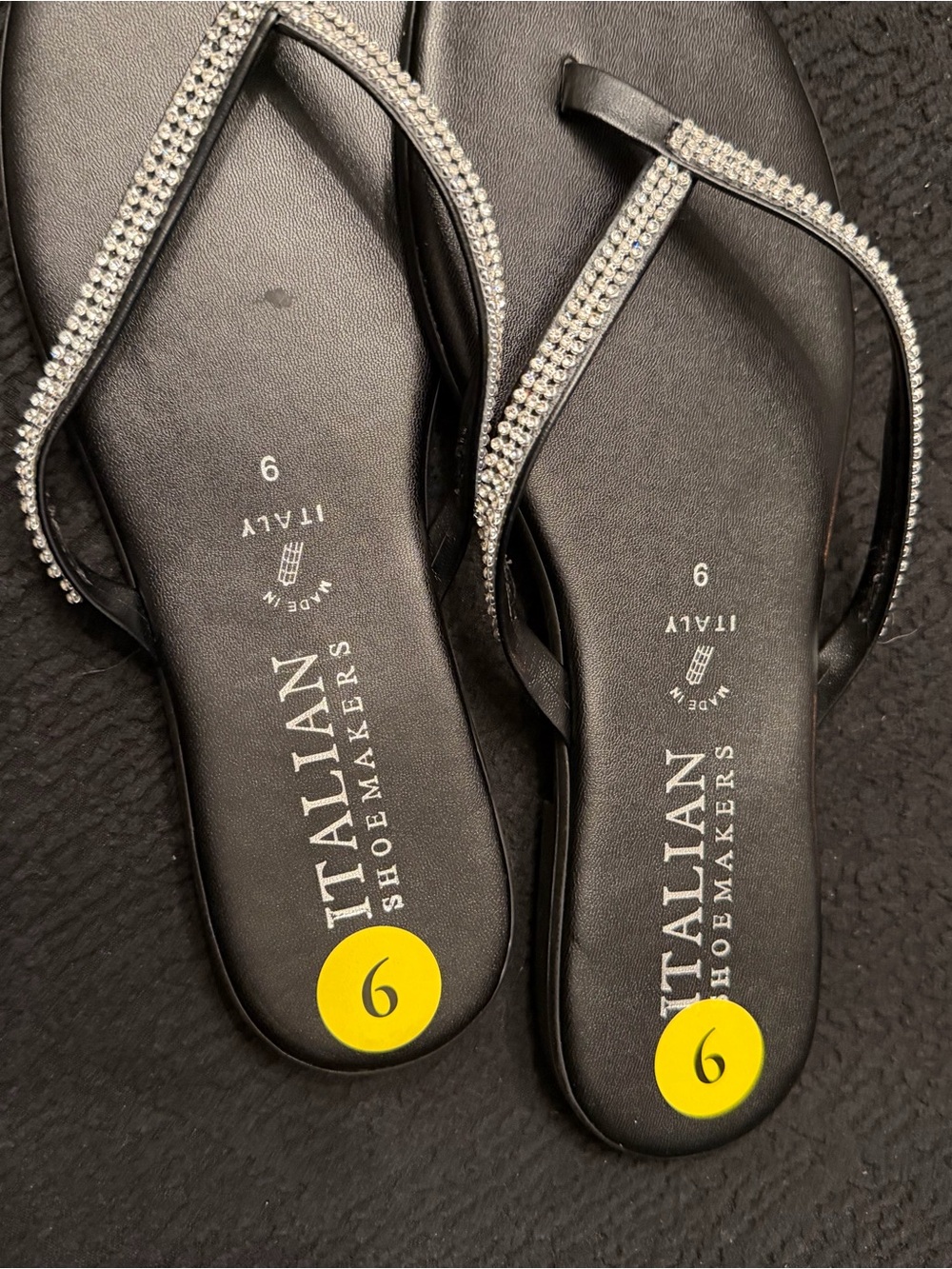 Italian Shoemakers Black Rhinestone Strap Sandals
